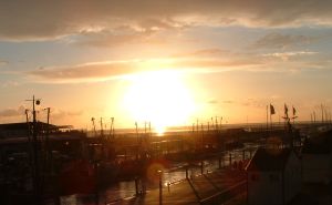 Sonnenuntergang Im Hafen an der Nordsee