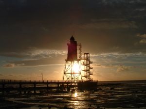 Leuchtturm Im Sonnenuntergang an der Nordsee