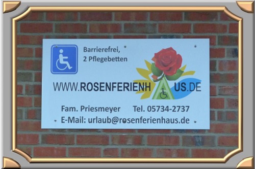 Rosenferienhaus Werbeschild